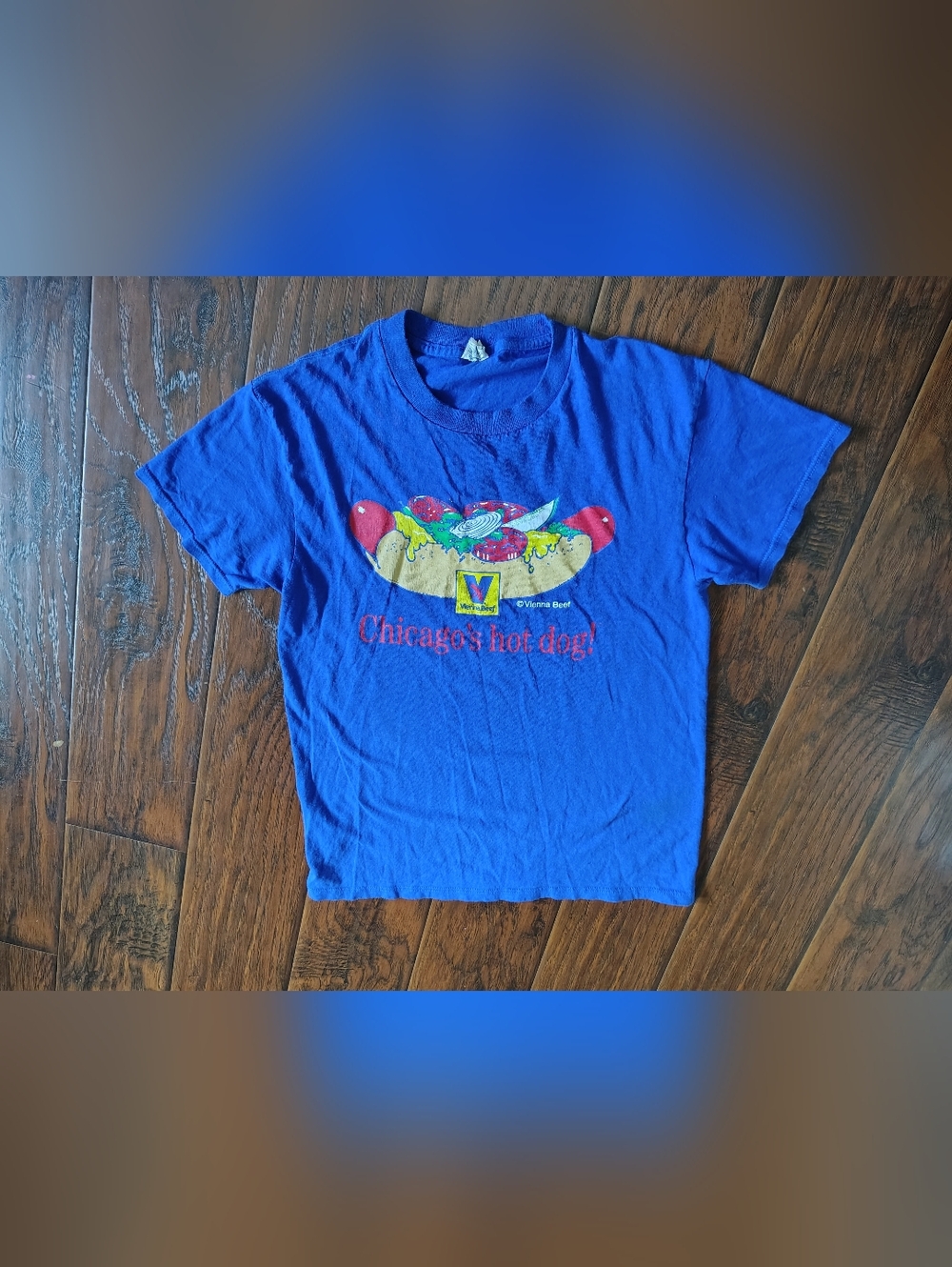 Vintage Chicago Hot dog Vienna beef blue T-shirt Size M